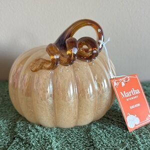 Martha Stewart Amber Color Glass Pumpkin Fall Pumpkin NEW!
